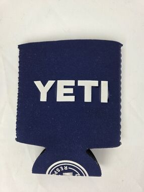Yeti Navy Blue Can Cooler with White 'Built for the Wild' Print